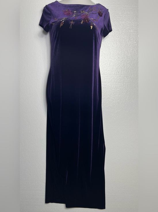 Carole Little Dresses & Skirts - carole little purple velvet floral embroidered maxi dress size 6